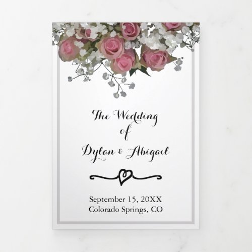 Floral Blush Pink and Dusty Sage Wedding Program