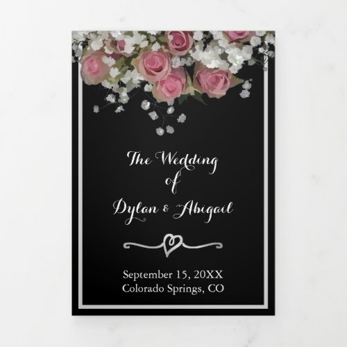 Floral Blush Pink and Dusty Sage Wedding Program