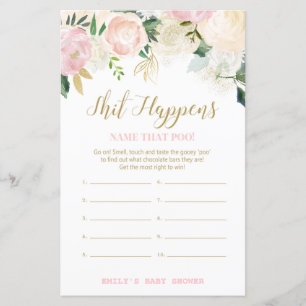 Floral Blush Pink and Gold Baby Shower Game PRINT