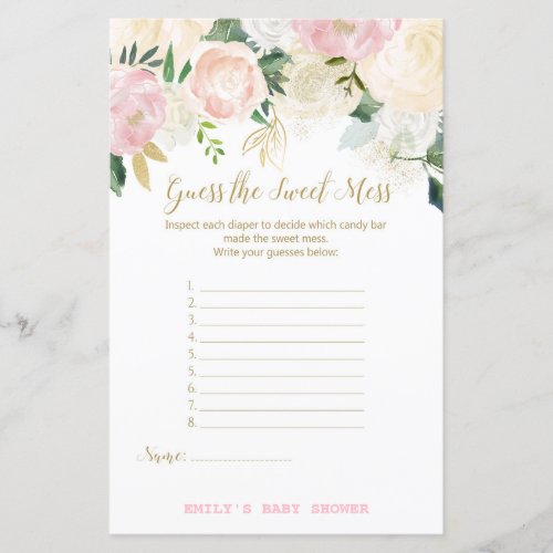 Floral Blush Pink and Gold Baby Shower Game PRINT