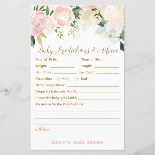 Floral Blush Pink and Gold Baby Shower Game PRINT