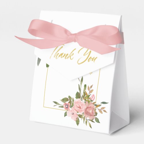 Floral Blush Pink and Gold Wedding thank you Favor Boxes
