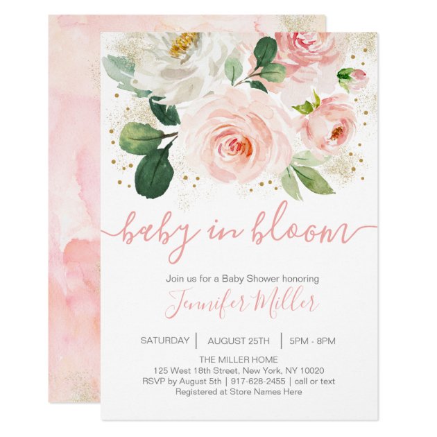 baby in bloom shower invitations