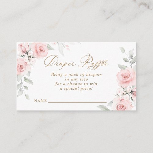 Floral Blush Pink Baby Shower Diaper Raffle Card
