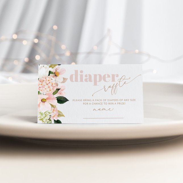Floral blush pink baby shower diaper raffle ticket enclosure card (Creator Uploaded)