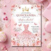 Budget Floral Pink Bilingual Spanish Quinceanera Flyer