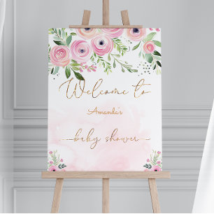 Floral Blush Pink Boho Baby Shower Welcome Foam Board