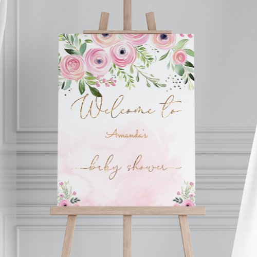 Floral Blush Pink Boho Baby Shower Welcome Foam Board