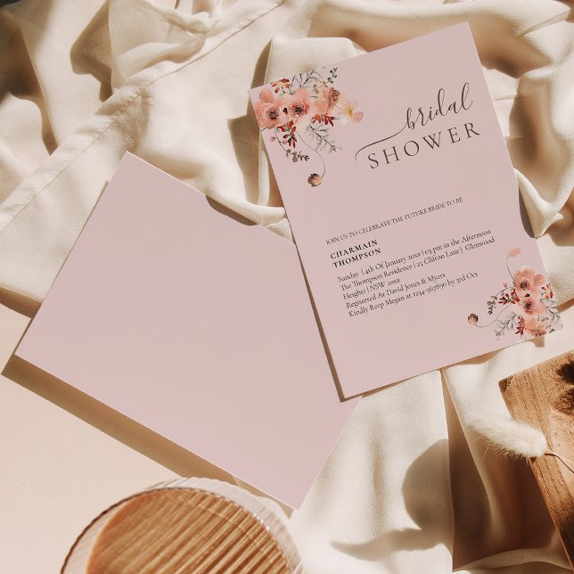 Floral Blush Pink Bridal Shower Invitation (Creator Uploaded)