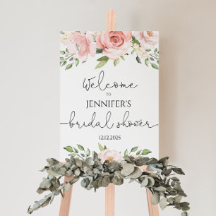 Floral blush pink bridal shower welcome foam board