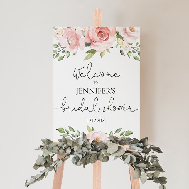 Floral blush pink bridal shower welcome foam board (Creator Uploaded)