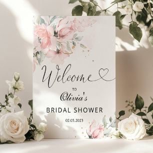 Floral blush pink bridal shower welcome poster