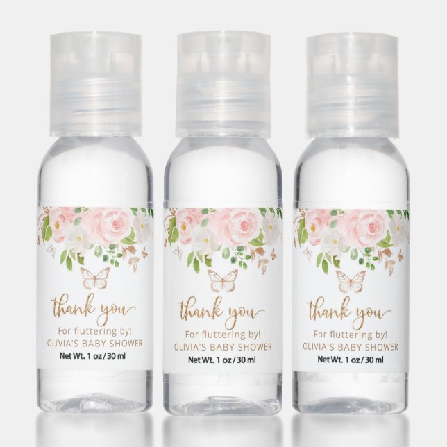 Floral blush pink butterfly  hand sanitizer (Set)