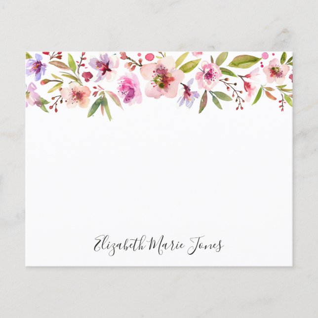 Floral Blush Pink Cherry Blossoms Budget Notecard (Front)
