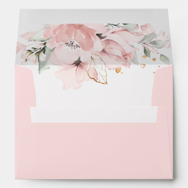Floral blush pink elegant wedding envelope (Back (Bottom))