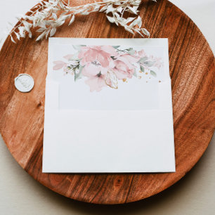 Floral blush pink elegant wedding envelope liner