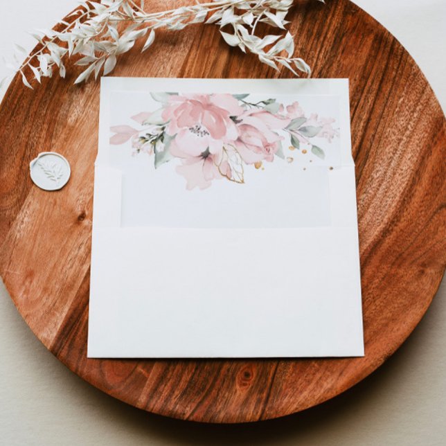 Floral blush pink elegant wedding envelope liner (Creator Uploaded)