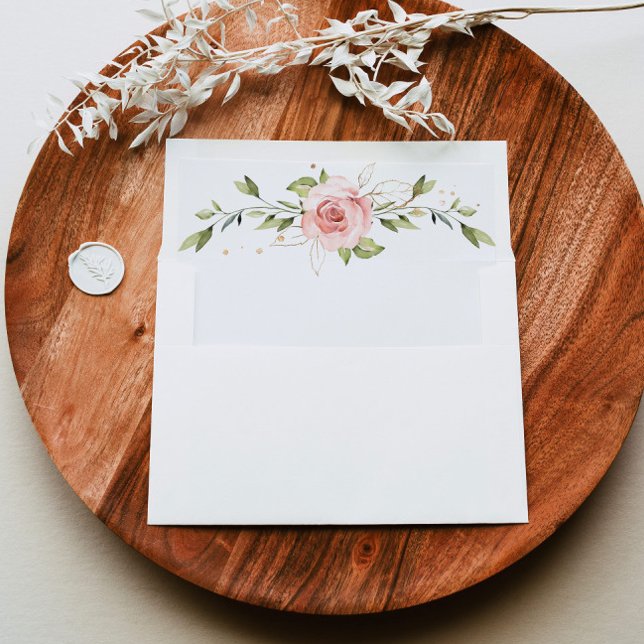 Floral blush pink eucalyptus elegant wedding envelope liner (Creator Uploaded)