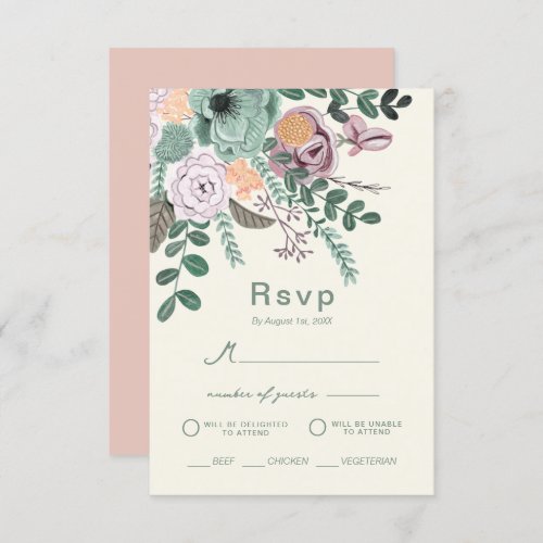 Floral blush pink eucalyptus greenery wedding invitation