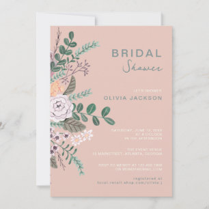 Floral blush pink floral Bridal Shower Invitation