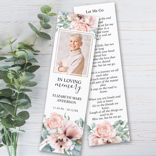 Floral Blush Pink Funeral Bookmark