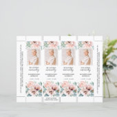 Floral Blush Pink Funeral Bookmark (Standing Front)