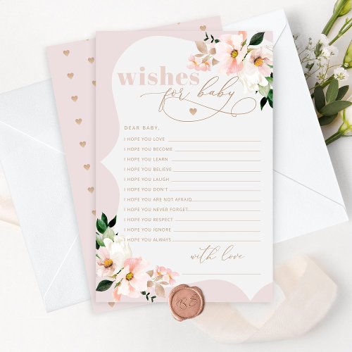 Floral blush pink girl shower wishes for baby