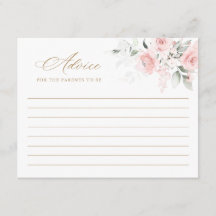 Floral Blush Pink Gold Baby Shower Advice Card