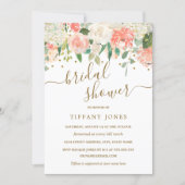 Floral Blush Pink Gold Confetti Bridal Shower Invitation (Front)