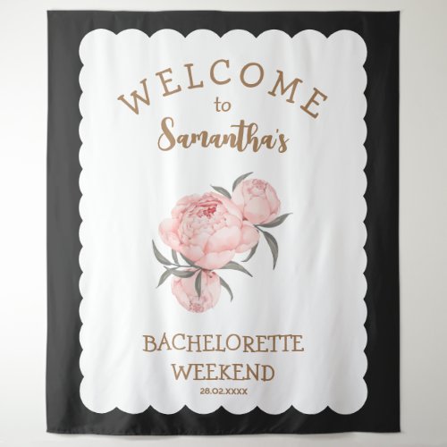 Floral Blush Pink Gold Girly Bachelorette  Tapestry