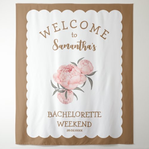 Floral Blush Pink Gold Girly Bachelorette  Tapestry