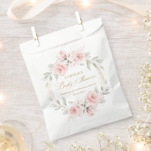 Floral Blush Pink Gold Greenery Baby Shower Favor Bag