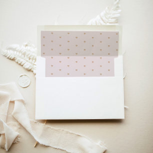 Floral blush pink gold hearts elegant envelope liner