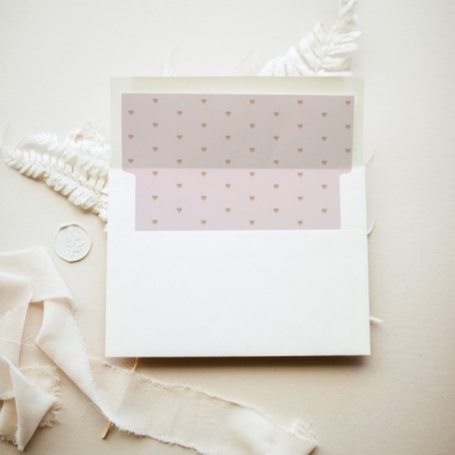 Floral blush pink gold hearts elegant envelope liner (Creator Uploaded)