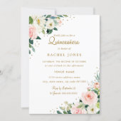 Floral Blush Pink Gold Quinceanera Invitation (Front)