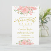 Floral Blush Pink Gold Retirement Party Invitation | Zazzle