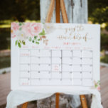 Floral blush pink Guess the due Date calendar Poster<br><div class="desc">Floral blush pink Guess the due Date calendar sign.
Matching items available.</div>