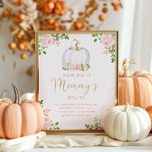 Floral blush pink how big is mommy's belly game poster