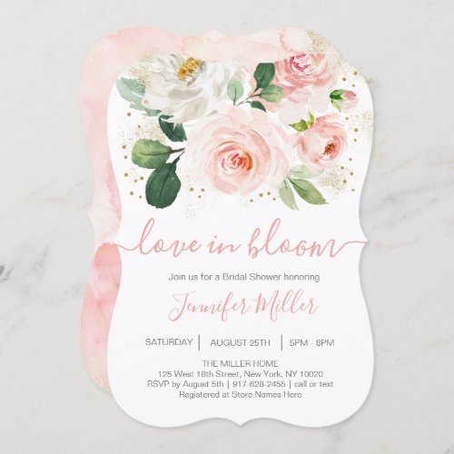 Floral Blush Pink Love In Bloom Bridal Shower Invitation