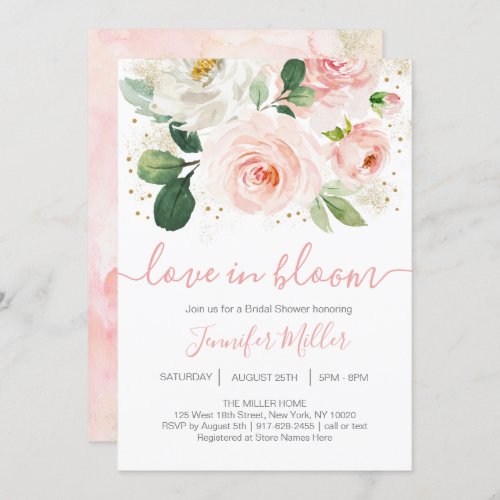 Floral Blush Pink Love In Bloom Bridal Shower Invitation