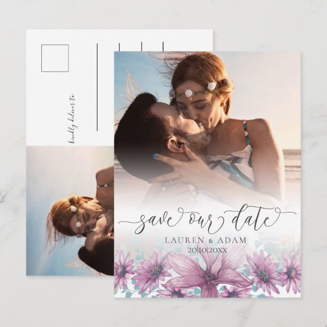 Floral Blush Pink Magnolia Save the Date Wedding   Announcement Postcard (Front/Back)