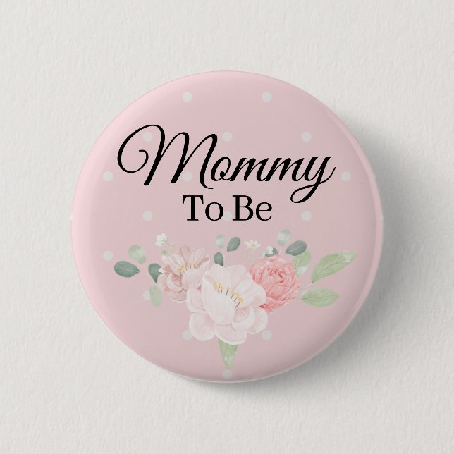 Floral Blush Pink Mommy To Be Pin (Front)