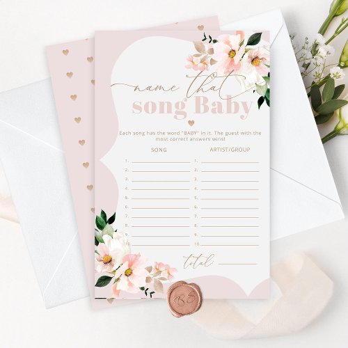 Floral blush pink Name that song baby shower game