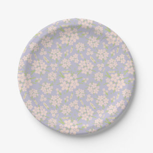Floral Blush Pink on Lavender Paper Plates