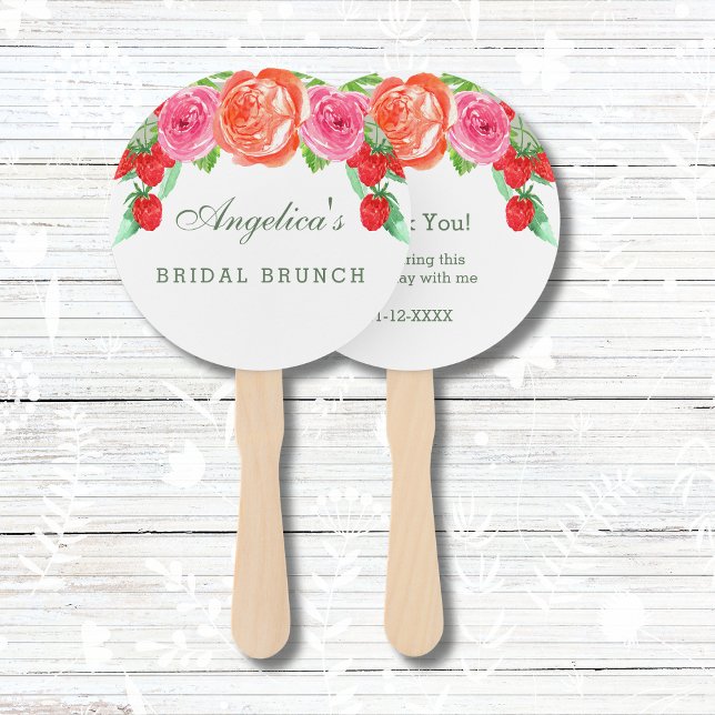 Floral Blush Pink Peony Bridal Brunch Thank You Hand Fan (Creator Uploaded)