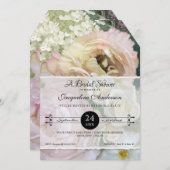 Floral Blush Pink Peony Hydrangea Elegant Garden Invitation (Front/Back)