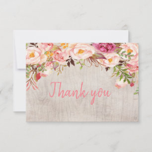 Floral Blush Pink Peony Thank You Card