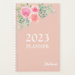 Floral Blush Pink Planner<br><div class="desc">This girly planner is decorated with a watercolor bouquet of roses and foliage in shades of pink, blush, and green on a rose gold background. Easily customizable with the year and your name. Use the Design Tool to change the text size, style, or color. As we create our artwork you...</div>