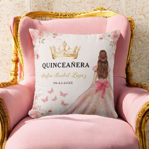 Floral Blush Pink Princess Quinceanera Throw Pillow