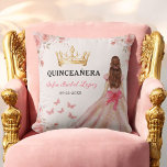 Floral Blush Pink Princess Quinceanera Throw Pillow<br><div class="desc">Add a touch of elegance to your celebration with the Floral Blush Pink Princess Quinceañera Throw Pillow. This charming pillow features a soft blush pink background adorned with delicate floral designs, perfectly complementing a princess-themed quinceañera. Ideal as event décor or a keepsake, this throw pillow adds comfort and beauty to...</div>